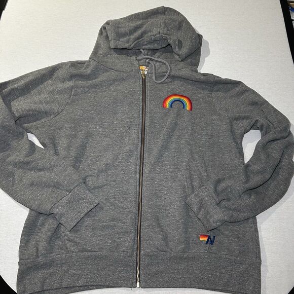 Aviator Nation Other - Aviator Nation Rainbow Embroidery Hoodie in heather gray, Size XL